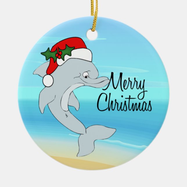 Ornement de Noël tropical Santa Dolphin (Devant)