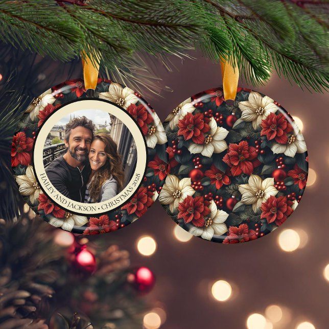 Ornement de Noël vintage en céramique ronde (Créateur téléchargé)