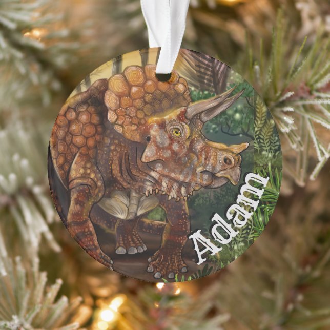 Ornement de nom personnalisé Forêt de Triceratops (Arbre)