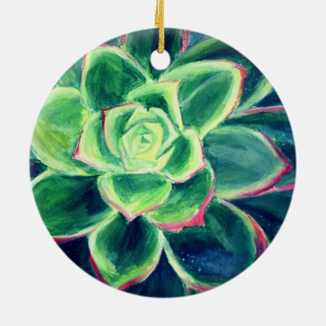 Ornement de peinture d'Art Succulent Vert (Dos)