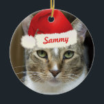 Ornement de Père Noël Paws<br><div class="desc">Customisez ce vêtement adorable avec votre photo et votre nom d'animal de compagnie. Il suffit de remplacer la photo (assurez-vous de choisir une photo avec de la place autour du visage de votre animal de compagnie. Vous pouvez choisir de customiser davantage si nécessaire. Choisissez également une couleur arrière - plan...</div>