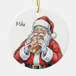 Ornement de Père Noël personnalisé mangeant un san