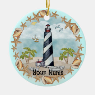 Ornement de phare aux coquillages de Floride