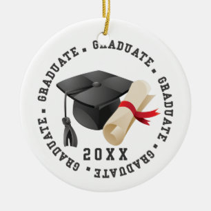 Ornement de photo de chapeau et de diplôme de fin