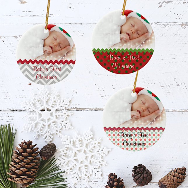 Ornement de photo de Noël de bébé festif (Créateur téléchargé)