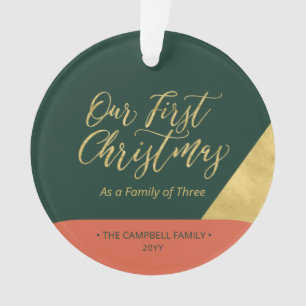 Ornement de photo de premier Noël moderne vert, ro