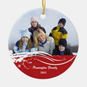 Ornement de photo de vacances de Noël de remous d