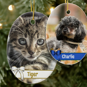 Ornement de photo double face pour animaux de Noël
