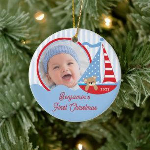 Ornement de photo pour le premier Noël de bébé voi