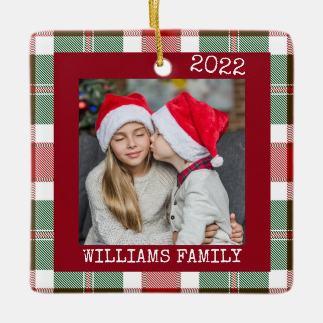 Ornement de plastique à bison rouge photo rustique (Devant)