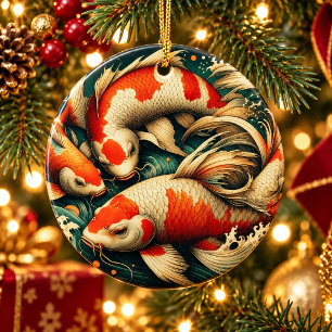 Ornement de poisson Koi japonais Art asiatique vin