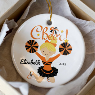 Ornement de Pom-pom girl à la crème orange et noir