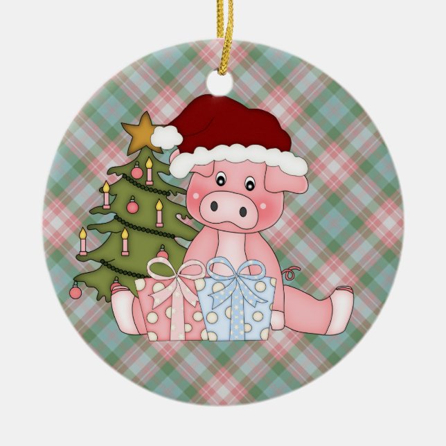 Ornement de porc de Noël (Devant)