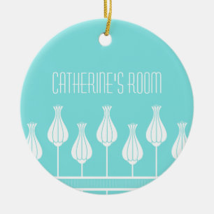 Ornement de portes florales Art déco turquoise