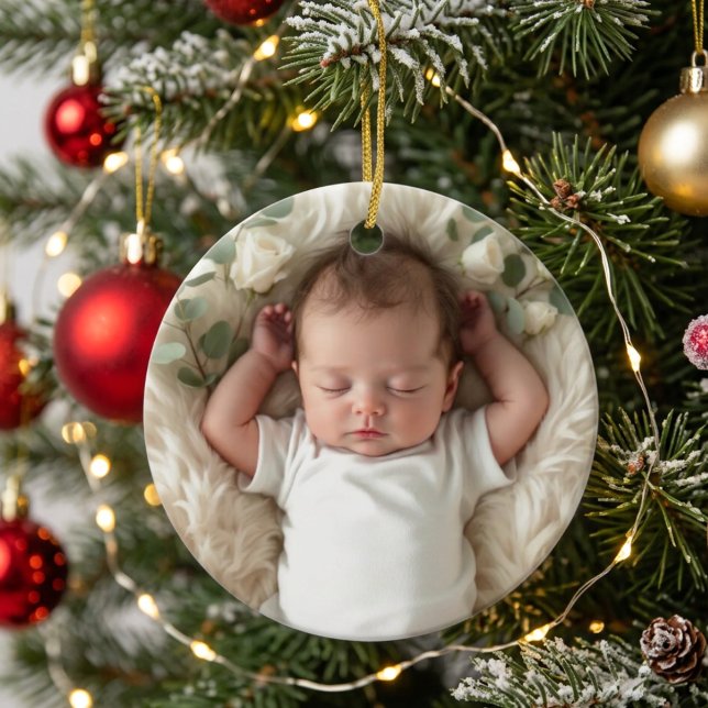 Ornement de premier Noël de bébé avec photo (Créateur téléchargé)
