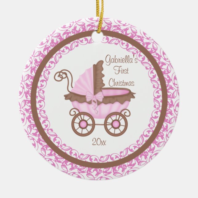 Ornement de premier Noël de bébé Fille de Carrosse (Devant)