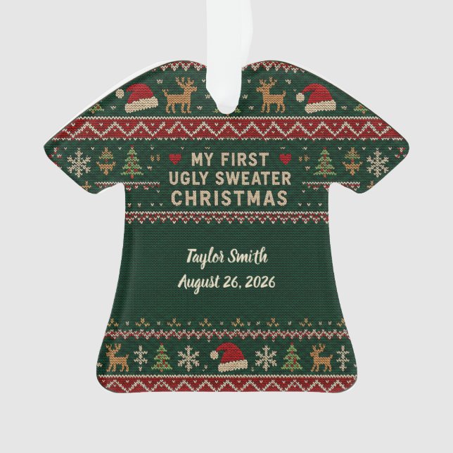 Ornement de premier pull de Noël moche pour bébé (devant)