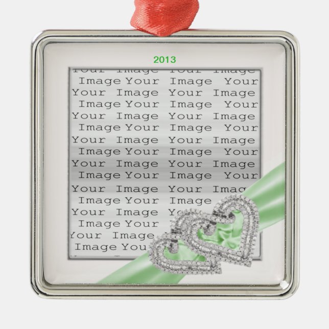 Ornement de ruban de chaux Coeurs Personnalisés (Devant)