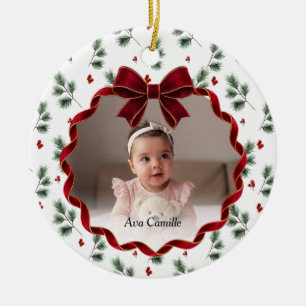 Ornement de sapin de Noël avec photo d'enfant au r