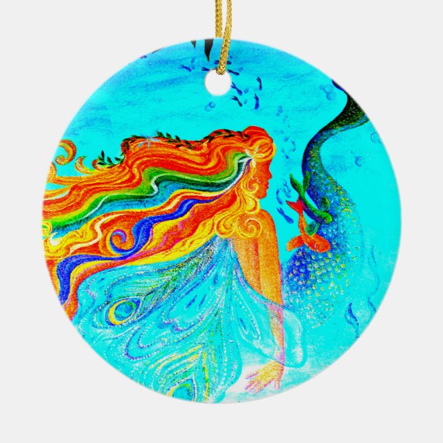 ornement de sirène de cheveux d'arc-en-ciel (Devant)