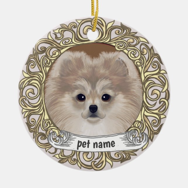Ornement de souvenir aimant le chien Poméranie (Devant)