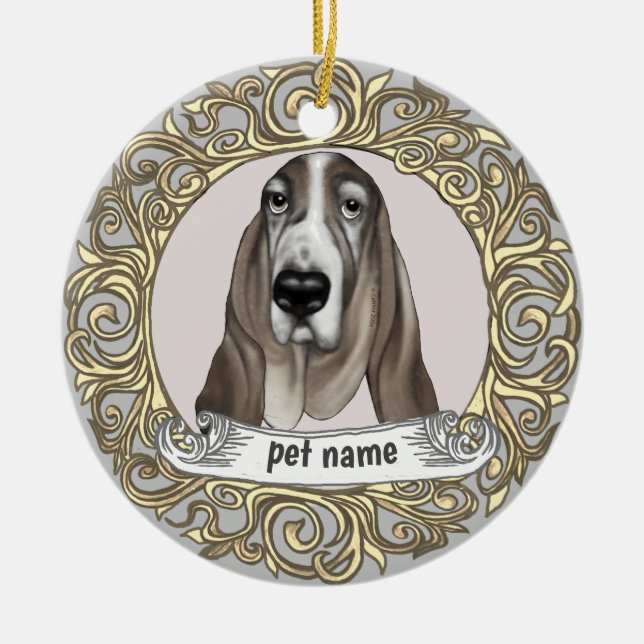 Ornement de souvenir aimant pour chien Basset Houn (Devant)
