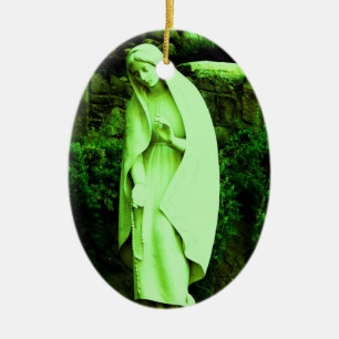 Ornement de statue de Vierge Marie verte