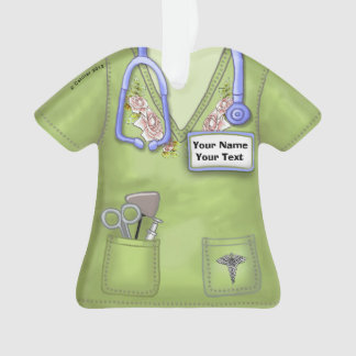 Ornement de tenue médicale d'infirmière Roses vert