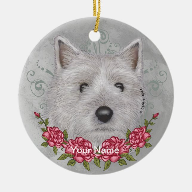 Ornement de Terrier Cairn de Roses (Devant)