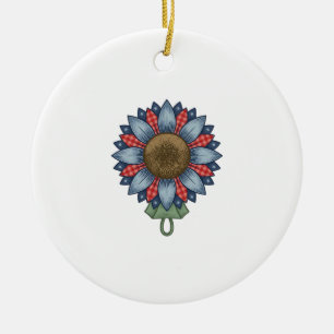 Ornement de tournesol en denim patriotique vintage