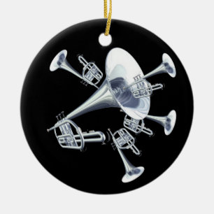 Ornement de trompettes d'argent