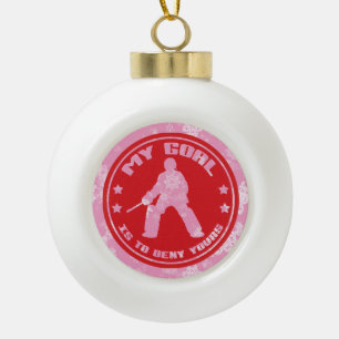 Ornement de vacances de gardien de but d'hockey de