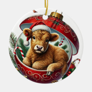 Ornement de vache de Noël Highland