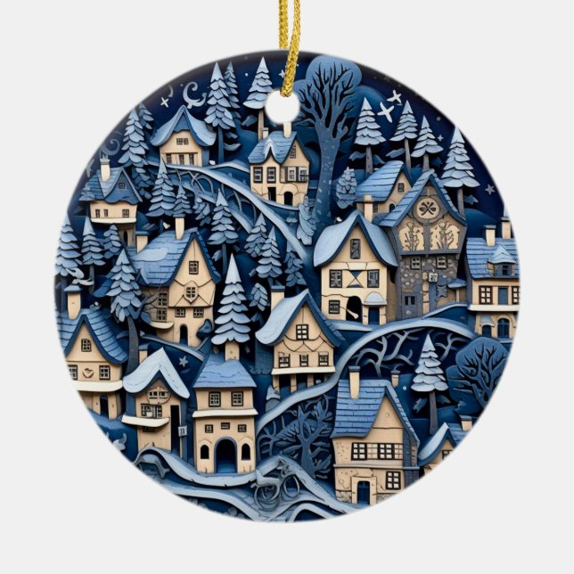 Ornement de village de Noël enchantant (Devant)