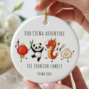 Ornement de voyage en famille personnalisé pour la