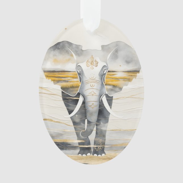 Ornement d'éléphant gardien tissé de rêve (devant)