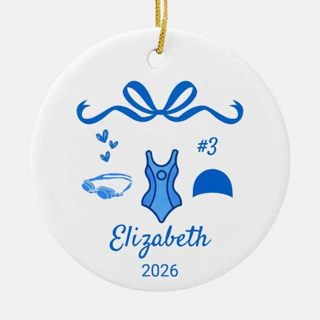 Ornement d'équipe de natation, Noël de natation  (Devant)