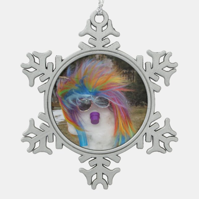 Ornement d'étain de flocon de neige de Snowlady (Devant)