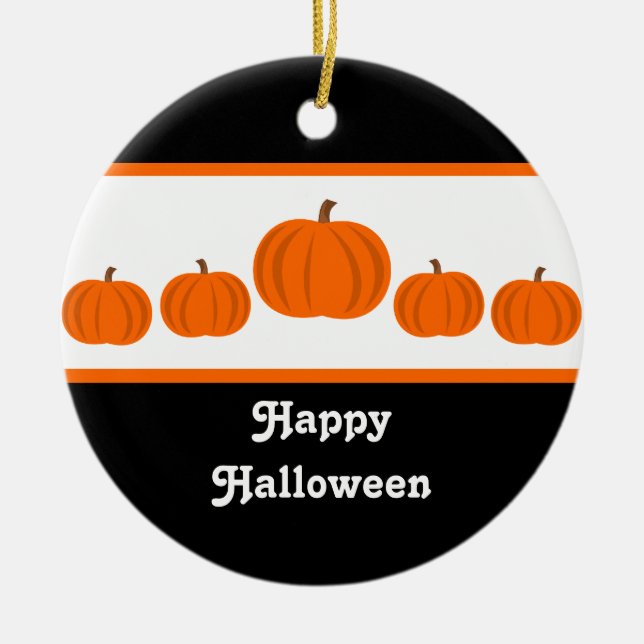 Ornement d'Halloween de ligne citrouille (Devant)