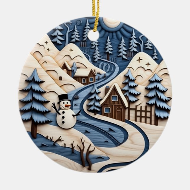 Ornement d'hiver du village de Snowman (Devant)