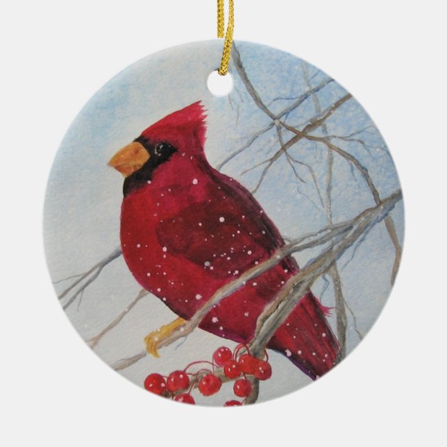 Ornement d'oiseaux Cardinal Noël (Devant)
