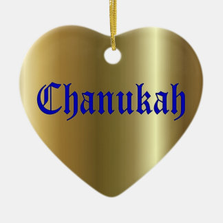 Ornement d'or bleu de coeur de Chanukah