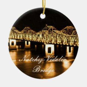Ornement d'or de Noël de pont de Natchez-Vidalia