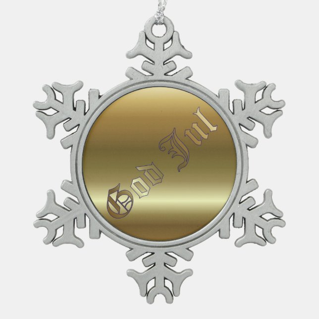Ornement d'or d'étain de flocon de neige de Noël (Devant)