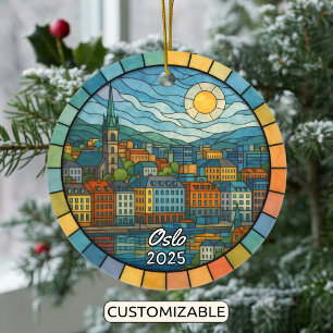 Ornement d'Oslo en verre teinté personnalisé, Norv