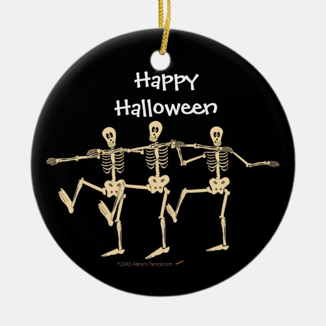 Ornement drôle de Halloween de squelettes de danse (Devant)