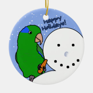 Ornement drôle de Parrotlet de bonhomme de neige
