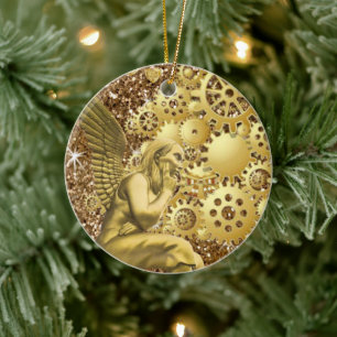 Ornement du cercle de Noël, Ange d'or