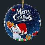 Ornement du Cercle de Noël, Snowman<br><div class="desc">Noël Circle Ornement Quelque chose pour tout le monde offre des articles personnalisés customisés spécialement pour vous conçu pour améliorer la beauté de votre maison ou d'un être cher. Ce décor de cercle de Noël unique impressionne vos amis et votre famille. Les gens aiment boire leur chocolat chaud préféré ou...</div>