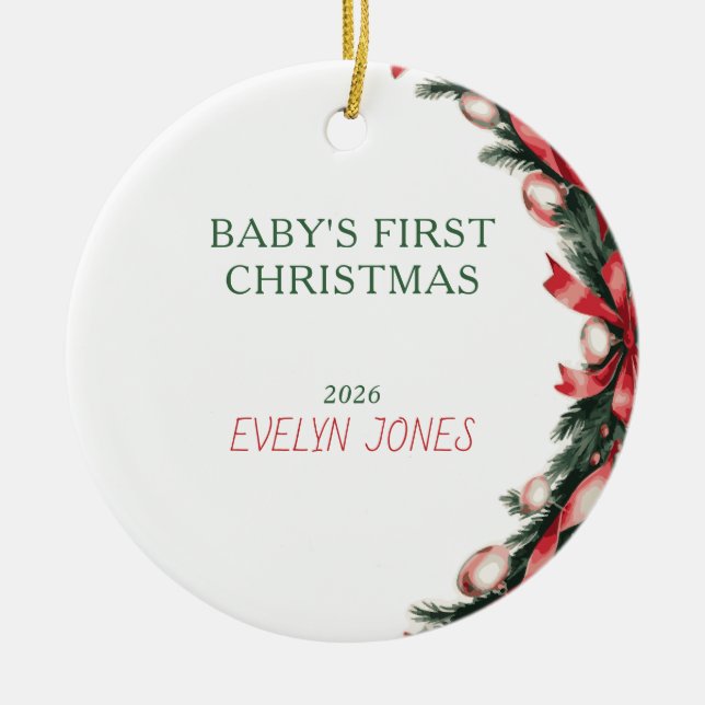 Ornement du premier Noël de bébé 2026 (Devant)